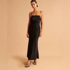 AF midi satin black dress